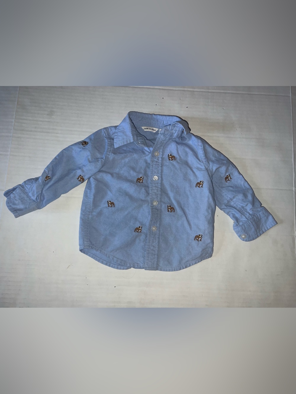 Janie and Jack Boys 6-12 Months Blue Button Down Shirt Like New